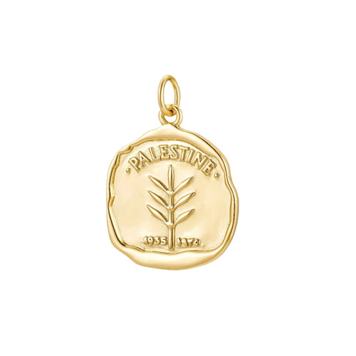 Gold Palestine coin charm.