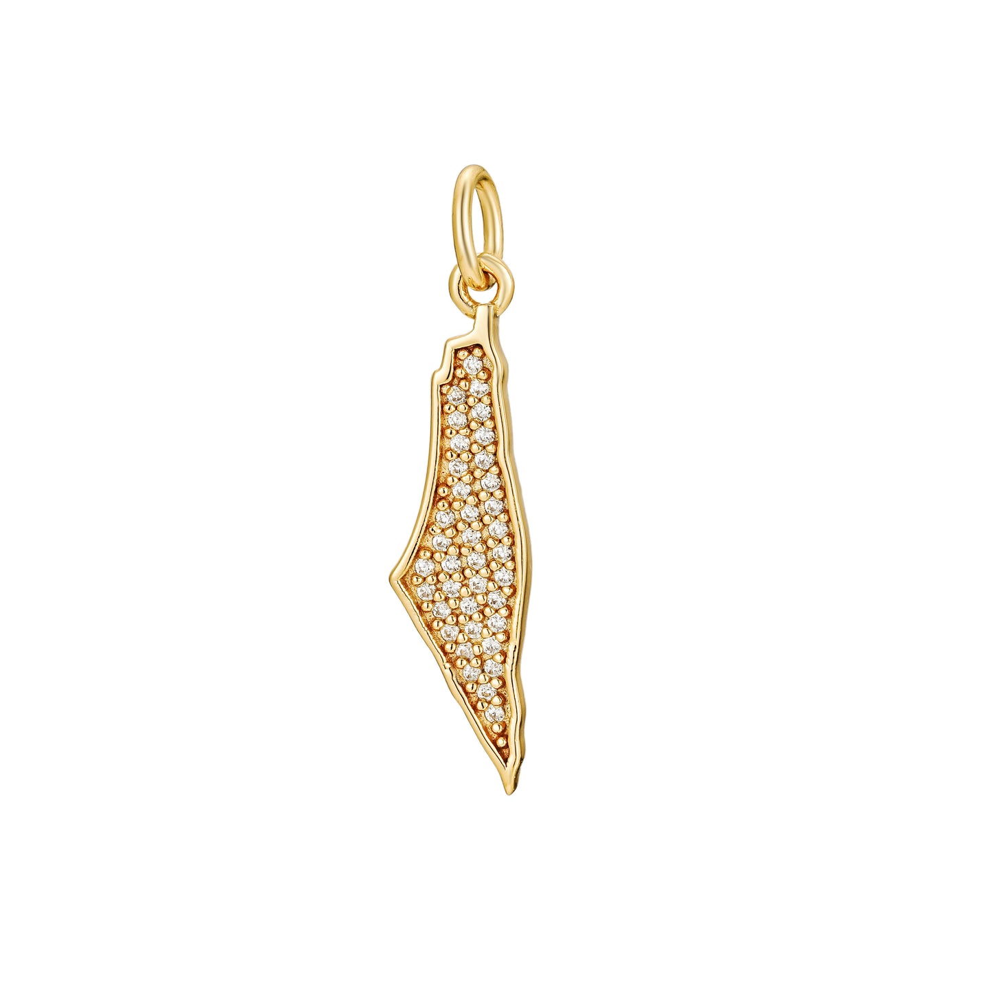 Palestine Map charm with diamond stones filling the map.