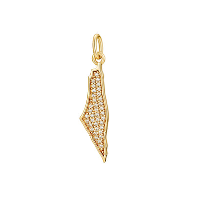Palestine Map charm with diamond stones filling the map.